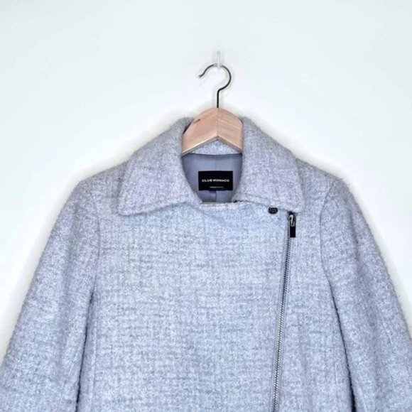 club monaco wool-blend boucle jacket with fur cuffs XS - Picture 5 of 6